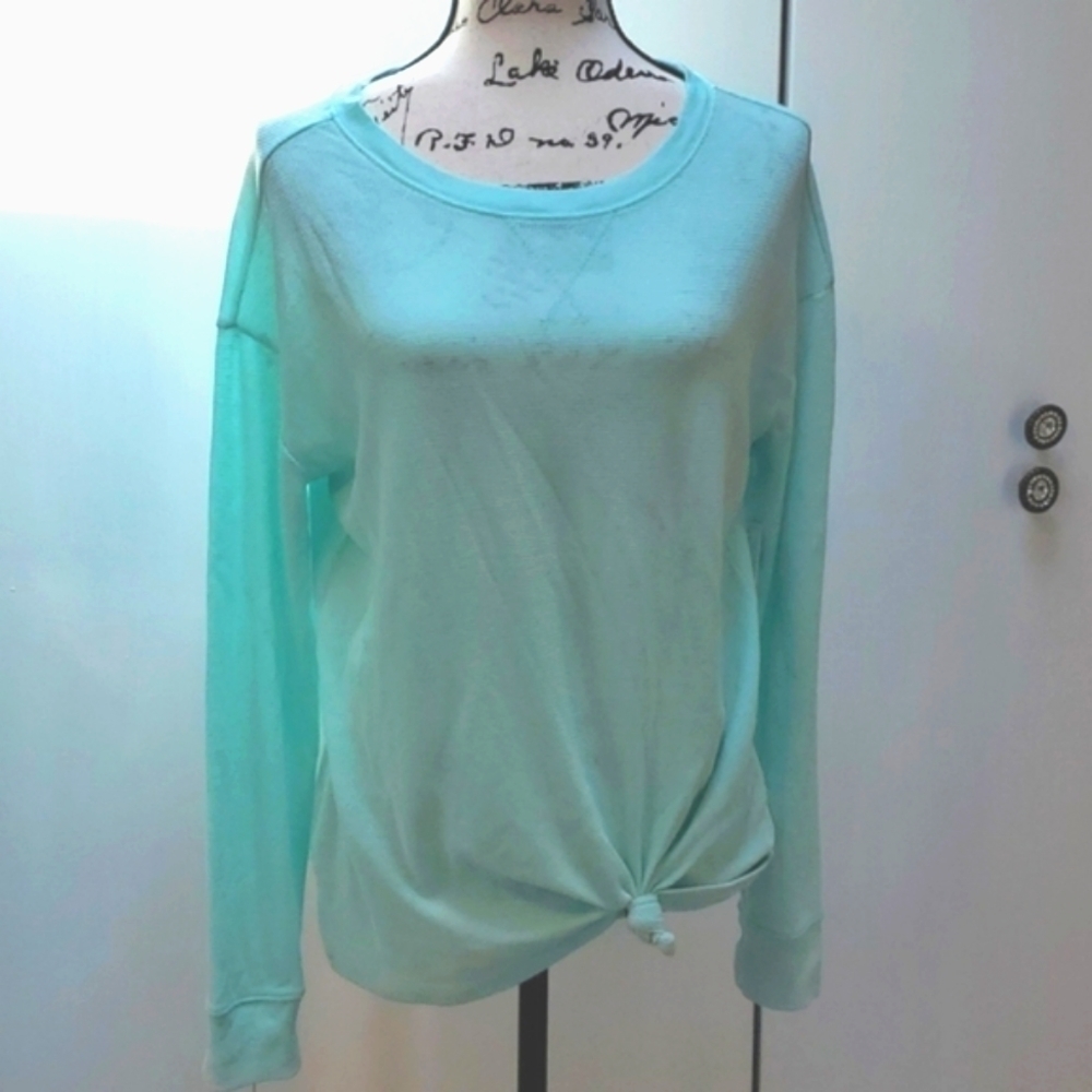 Women's Longsleeve Light textured SEAFOAM GREEN/Mint color Top Sz.Large